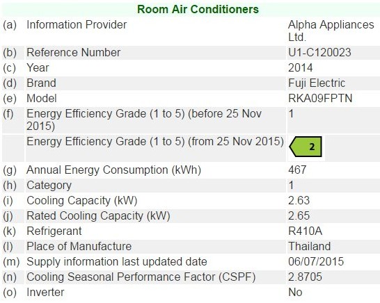 (image for) Fuji Electric RKA09FPTN 1HP Window Air-Conditioner