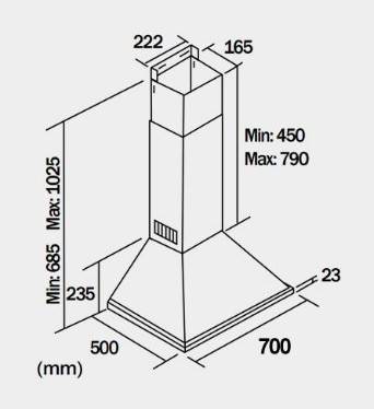 (image for) German Pool GPR-W700 28" Chimney-Type Rangehood (Made In Europe)