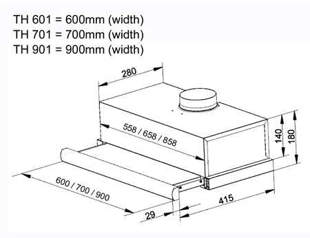 (image for) Mita TH901 36-inch Telescopic Pull-Out Cookerhood