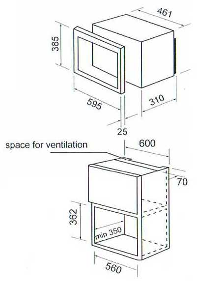 (image for) CRISTAL C20L-800ASP 20-litre Built-in Microwave Oven with Grill