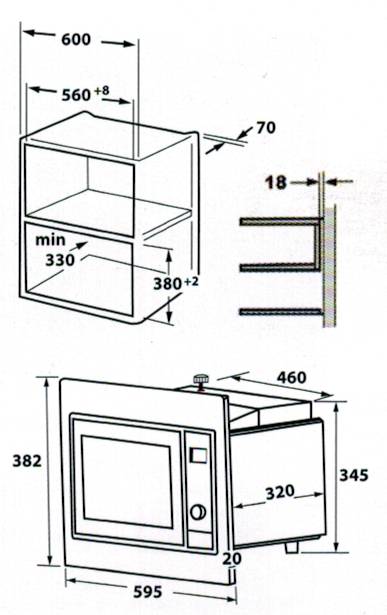 (image for) CRISTAL C20L-800BVV 20-litre Built-in Microwave Oven with Grill