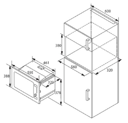 (image for) Rosieres RMG20DFIN 20L Built-in Microwave Oven with Grill