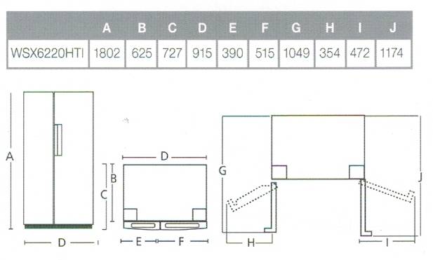 (image for) Whirlpool WSX6220HTI 570-Litre Side by Side Door Refrigerator