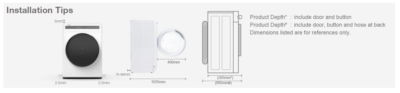 (image for) Whirlpool WWEB11702GG 11kg(wash)/7kg(dry) 1400rpm SaniCare Front Loading Washer Dryer